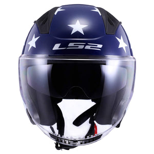 LS2 Copter Open Face Motorcycle Helmet American Red White Blue