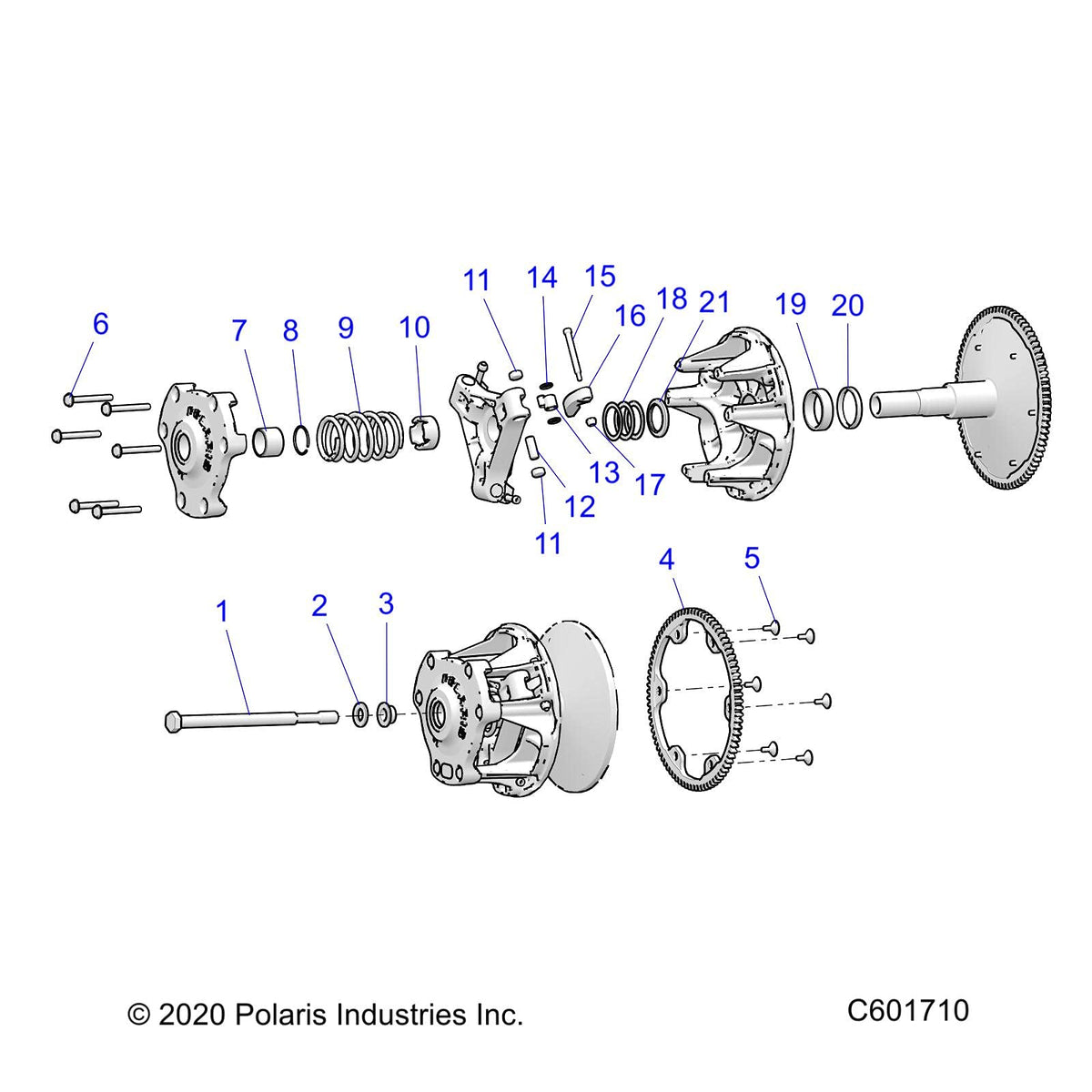 ASM-Drive Clutch BSC 10:1 ES assembly including parts 2–4, 6–10, and 14–17.