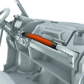 Can-Am heated passenger grab bar mounted horizontally across the dashboard, shown glowing orange to indicate the heated surface.