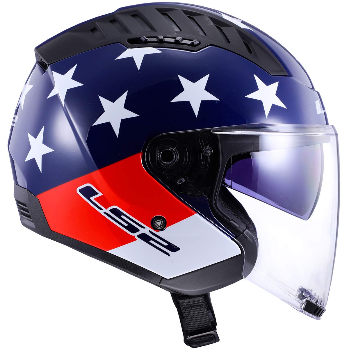 LS2 Copter cruiser helmet American flag red white blue open face helmet
