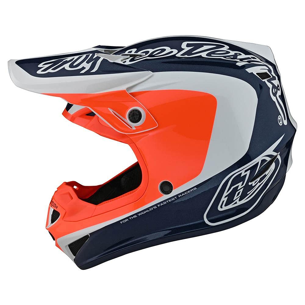 Offroad dirt bike helmet by Troy Lee Designs SE4 Corsa Navy/Orange MIPS protection