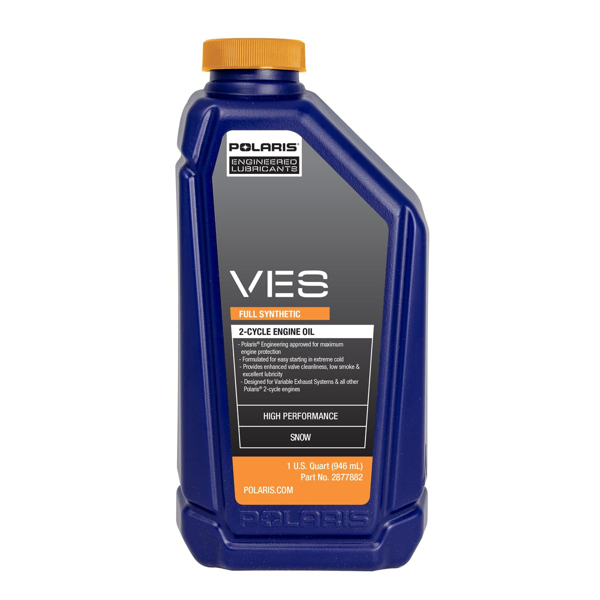 Polaris OEM Snowmobile VES Full Synthetic 2-Cycle Oil – 1 Quart, For 2-Stroke Engines, Part 2877882