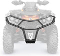 Black profiled steel bumper installed around the headlights, grille, and lower winch area of a Can-Am Outlander ATV.