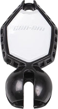 Black ball-style ignition key with a white center panel, raised Can-Am branding, textured outer grip, and rounded lower connector.