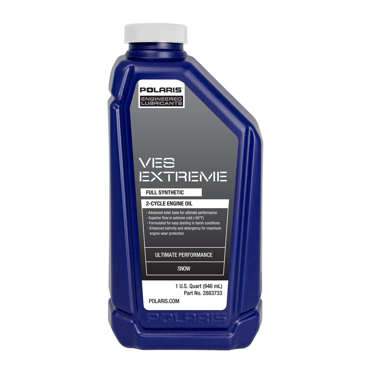 Polaris VES Extreme synthetic 2-cycle oil quart bottle OEM 2883733