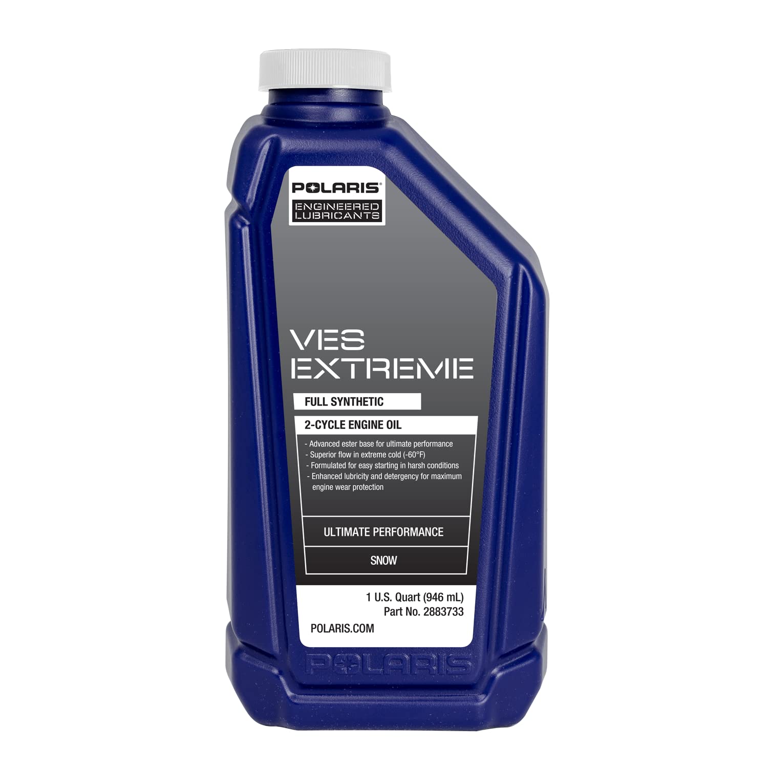Polaris VES Extreme synthetic 2-cycle oil quart bottle OEM 2883733
