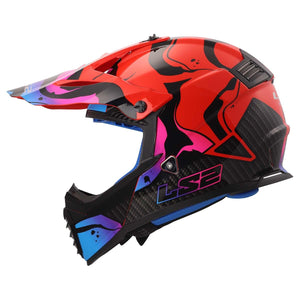 LS2 Gate Youth Full Face MX Motorcycle Helmet Gloss Wash Red/Blue/Purple