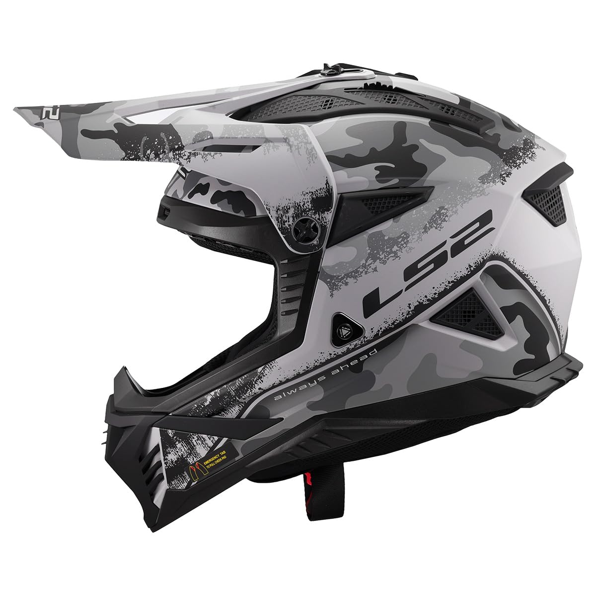LS2 Gate II MX dirt bike helmet matte gray black design