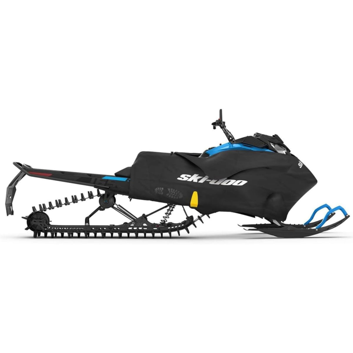 Durable OEM snowmobile cover for towing and storage.