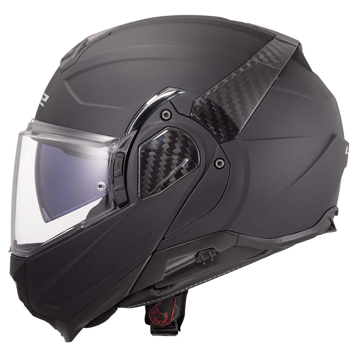 LS2 Advant II modular motorcycle helmet matte black with integrated SunShield