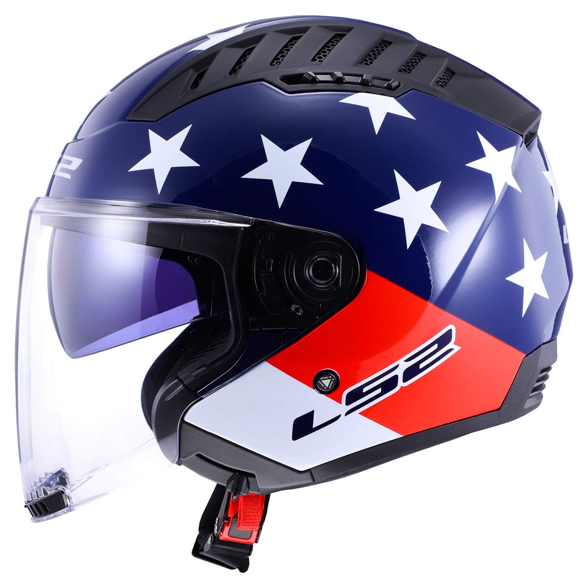 LS2 Copter open face motorcycle helmet American red white blue DOT helmet