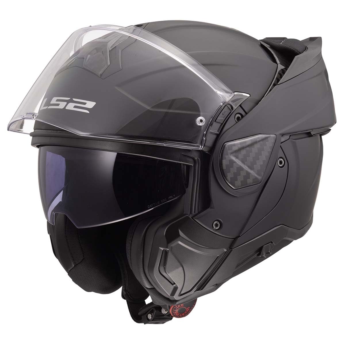 LS2 Advant II matte black flip up motorcycle helmet touring design
