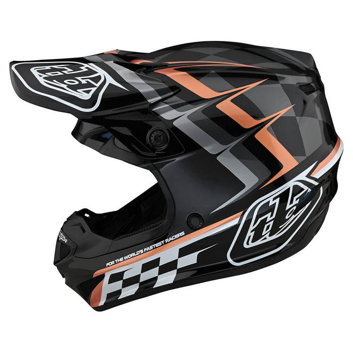 Troy Lee Designs SE4 Polyacrylite Helmet – Warped Black/Copper for Dirt Bike