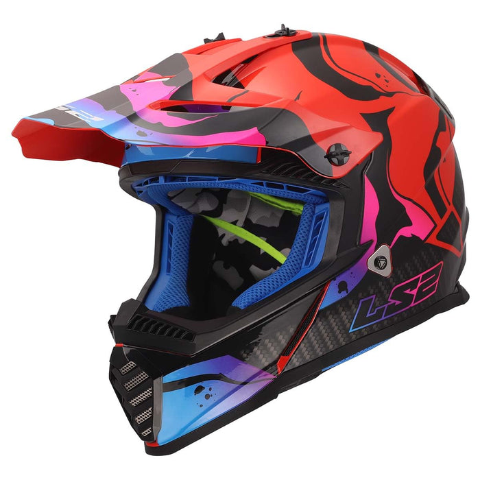 LS2 Gate Youth motocross helmet gloss wash red blue purple