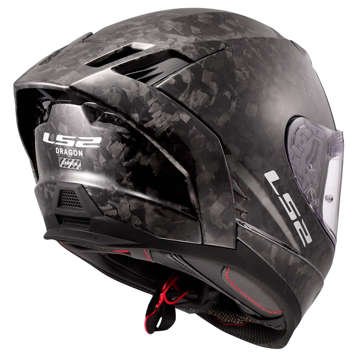 LS2 Dragon Carbon helmet interior liner and carbon shell construction