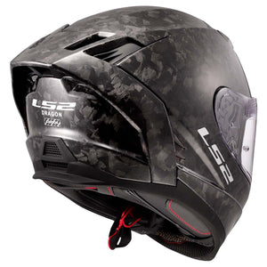 LS2 Dragon Carbon Gloss Forged Black Full Face Motorcycle Helmet w/ SunShield