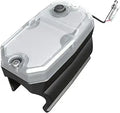 Rectangular dome light with a clear textured lens, black mounting base, round push-button switch, and attached electrical connector.