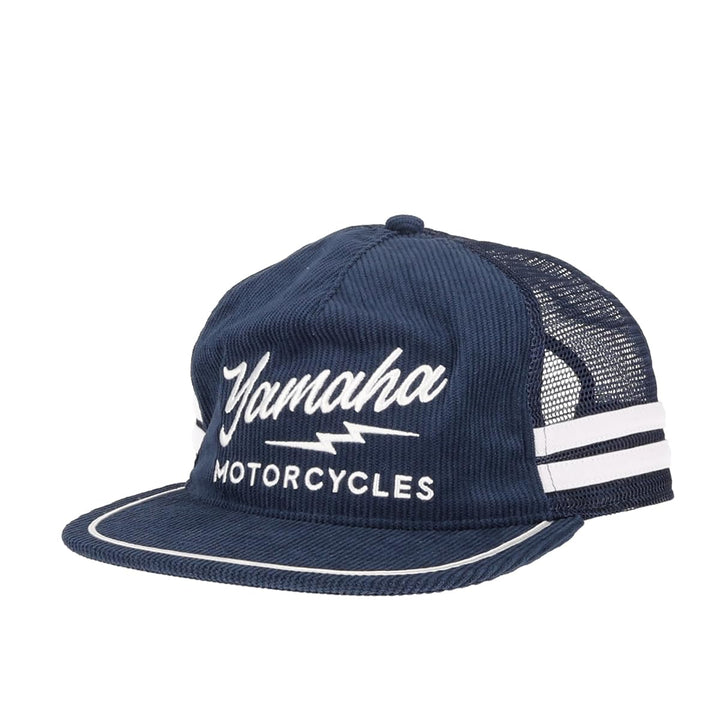 Yamaha Heritage Corduroy Flat Bill Hat- Adult One Size (Navy/White)