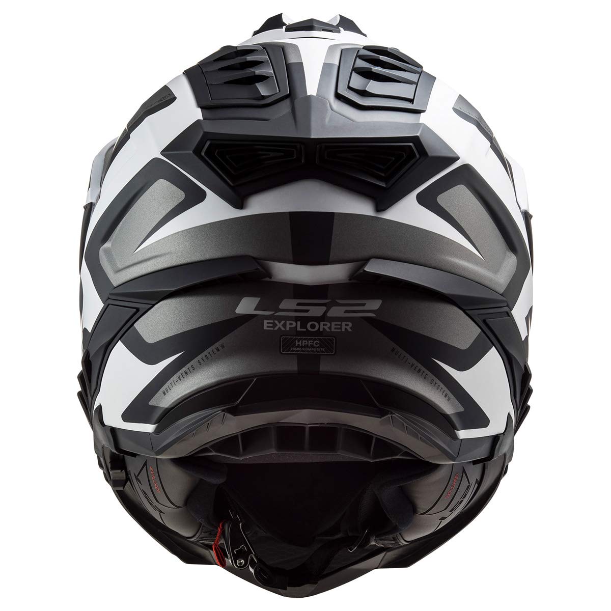 LS2 adventure touring helmet in black and white design