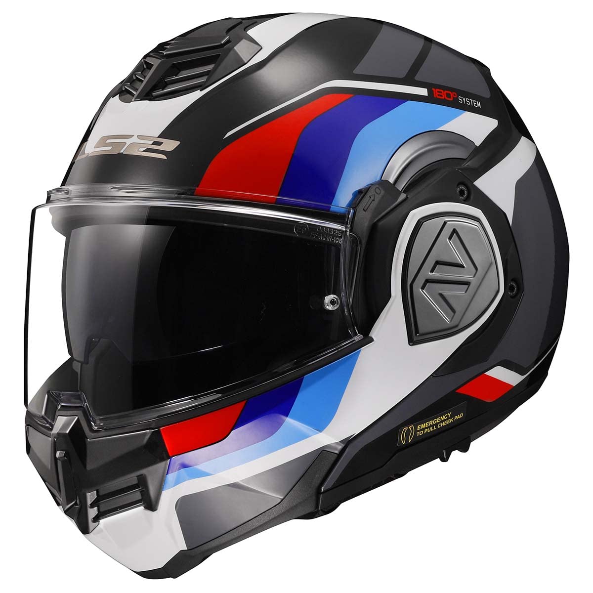 LS2 Helmets Advant Modular Helmet – Sport Gloss Black/Blue/Red
