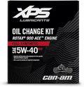 Black Can-Am XPS oil change kit box labeled for Rotax 900 ACE engines with full-synthetic SAE 5W-40 four-stroke oil.