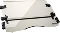 Two-piece clear windshield with a hinged upper panel, black center support bar, frame clamps, adjustment latches, lower edge trim, and Can-Am branding.