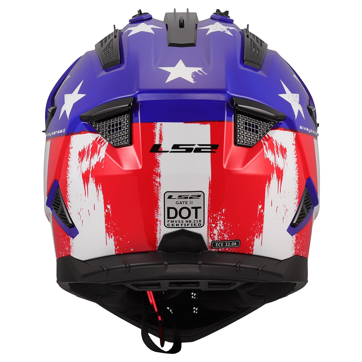 LS2 Gate II Gloss Battle Scar Red/White/Blue Motocross Helmet – Full Face MX Dirt Bike Helmet
