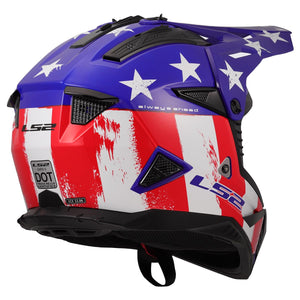 LS2 Gate II Gloss Battle Scar Red/White/Blue Motocross Helmet – Full Face MX Dirt Bike Helmet