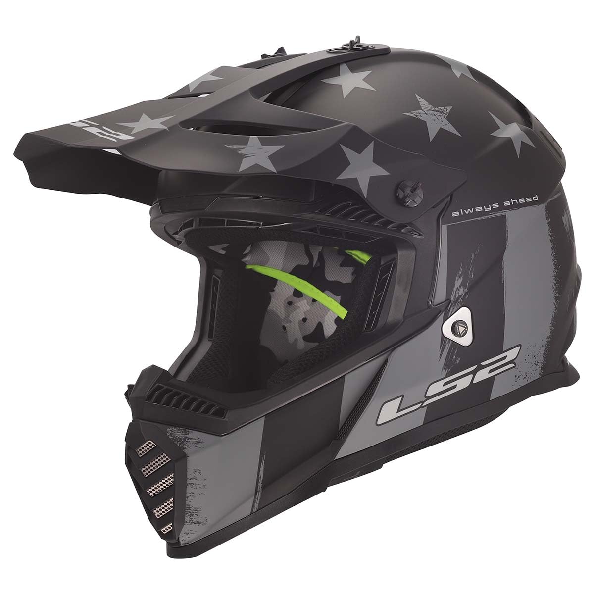 LS2 Gate youth motocross helmet battle scar gray black