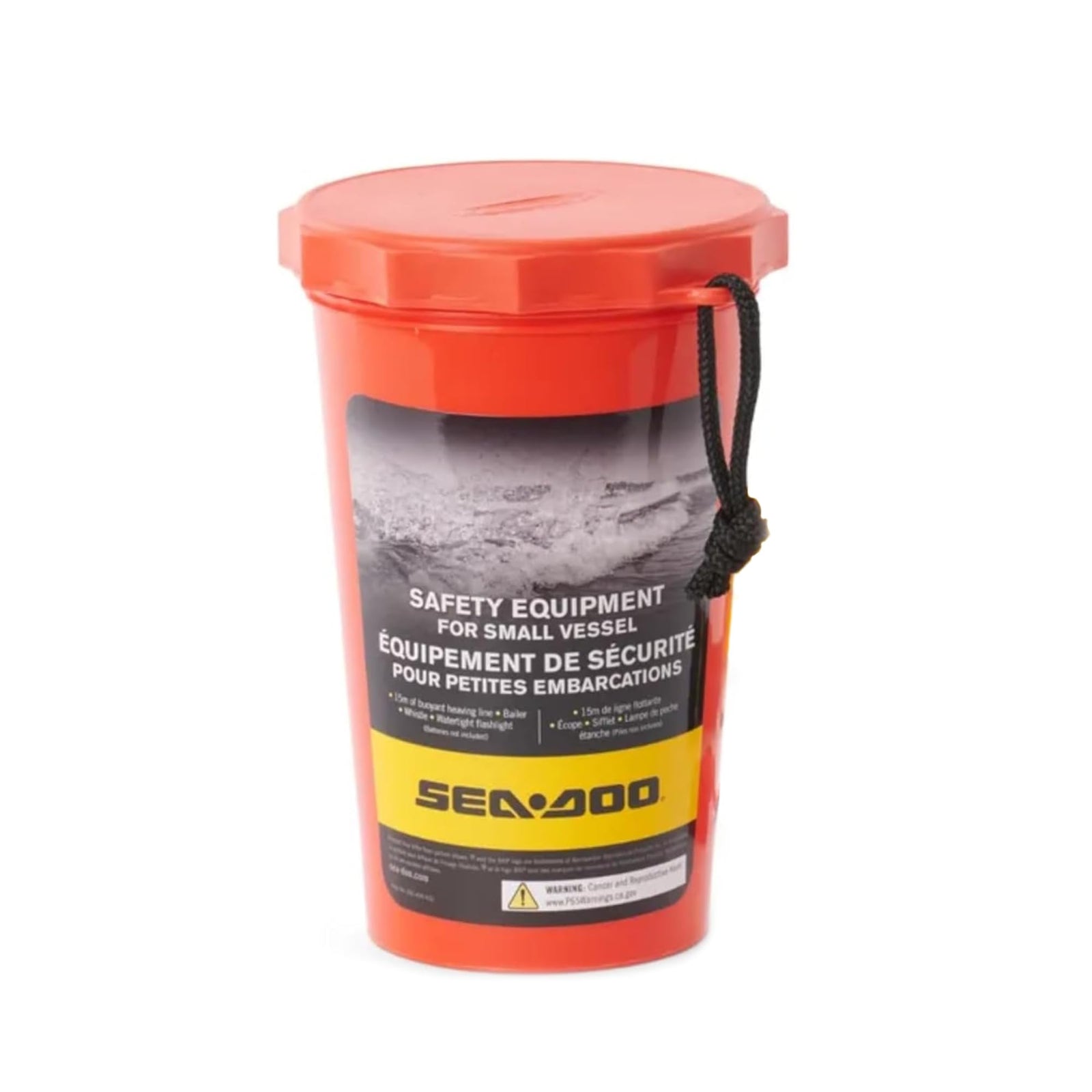 Genuine Sea-Doo PWC safety kit including whistle, bailer, and watertight flashlight