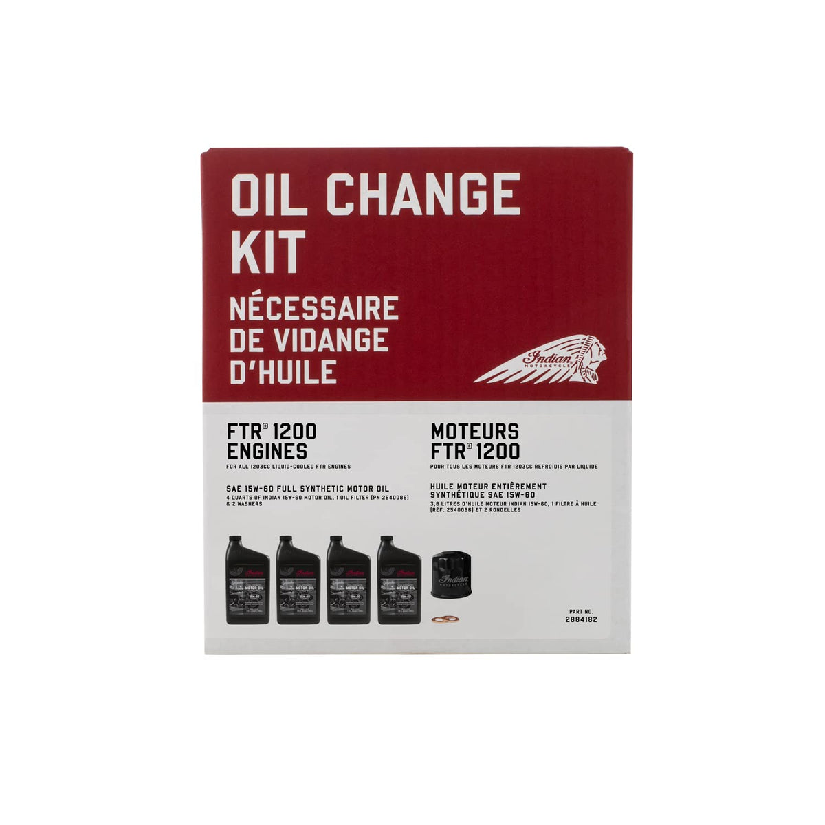 Complete Oil Change Kit for Indian FTR Models – Includes Full Synthetic Oil, Filter, and Washers