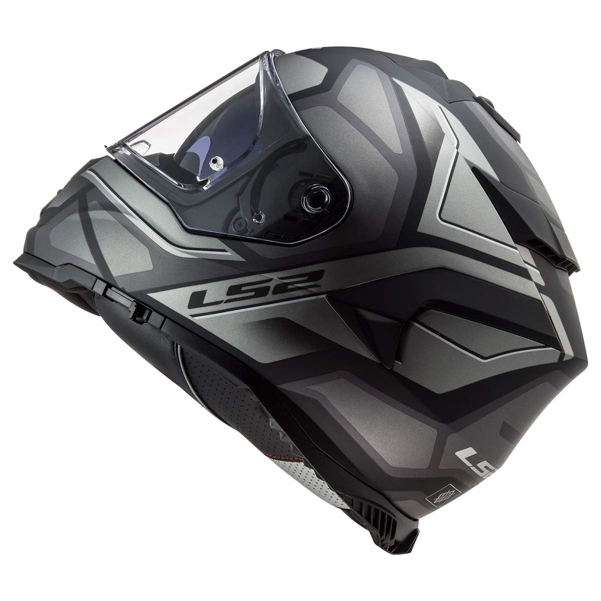 LS2 Assault helmet front and side profile in Matte Black/Graphite/Gray