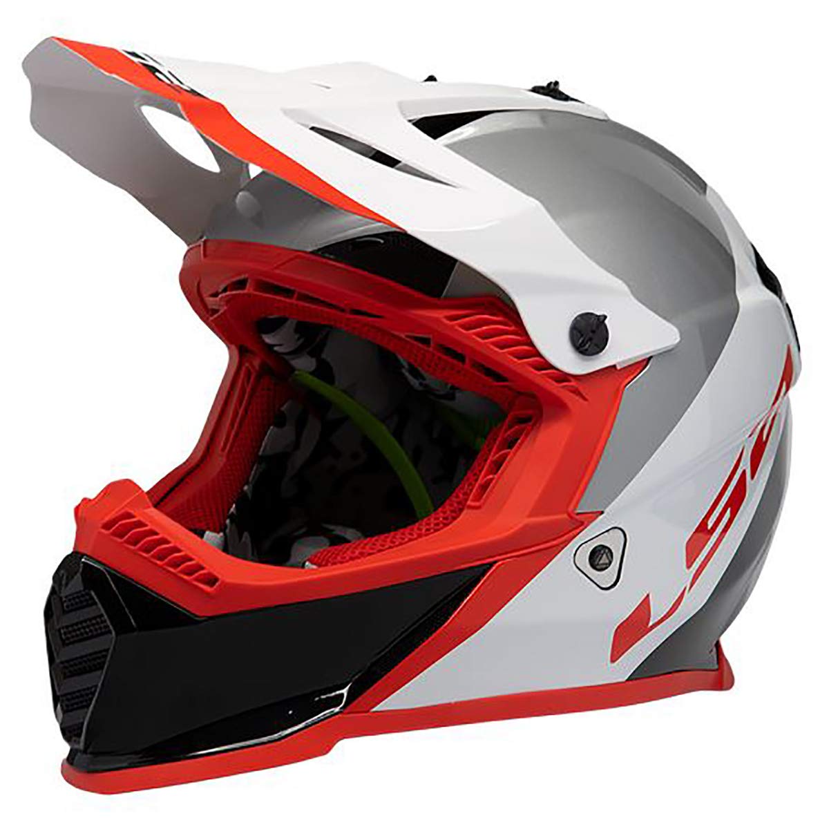 LS2 Helmets Gate Launch Full Face Helmet in gloss white, red, and black