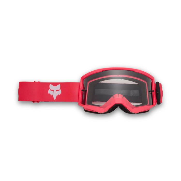 Fox Racing Main Pink Motocross Goggle showing wide-viewport frame and Lexan lens.
