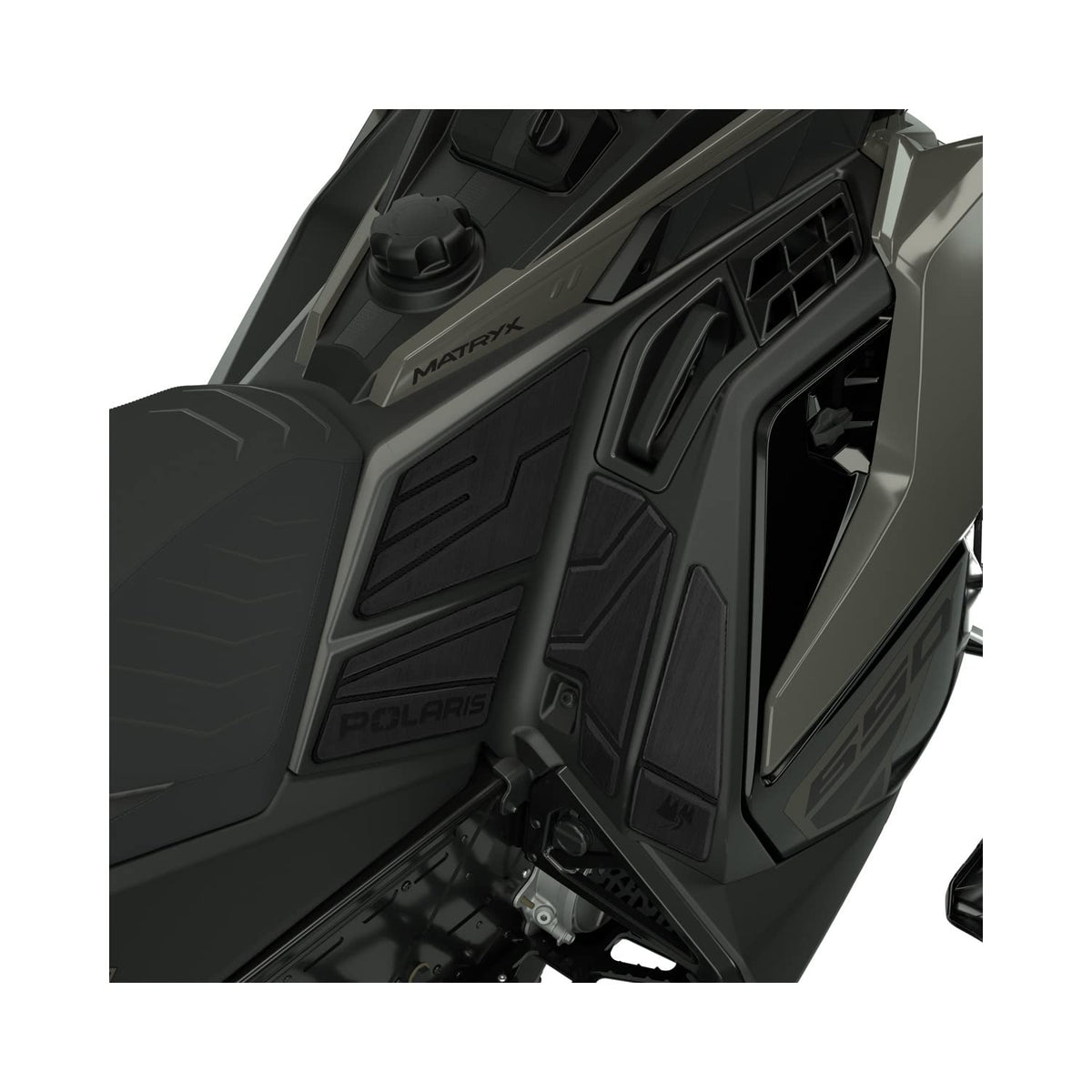 OEM Polaris knee pads 2890669 installed on Switchback 129 snowmobile