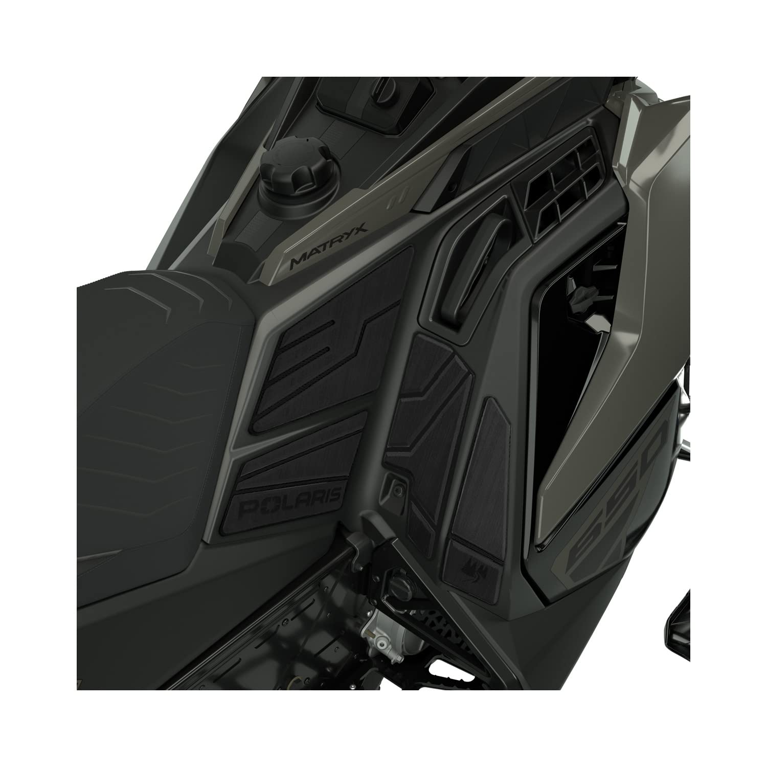 OEM Polaris knee pads 2890669 installed on Switchback 129 snowmobile