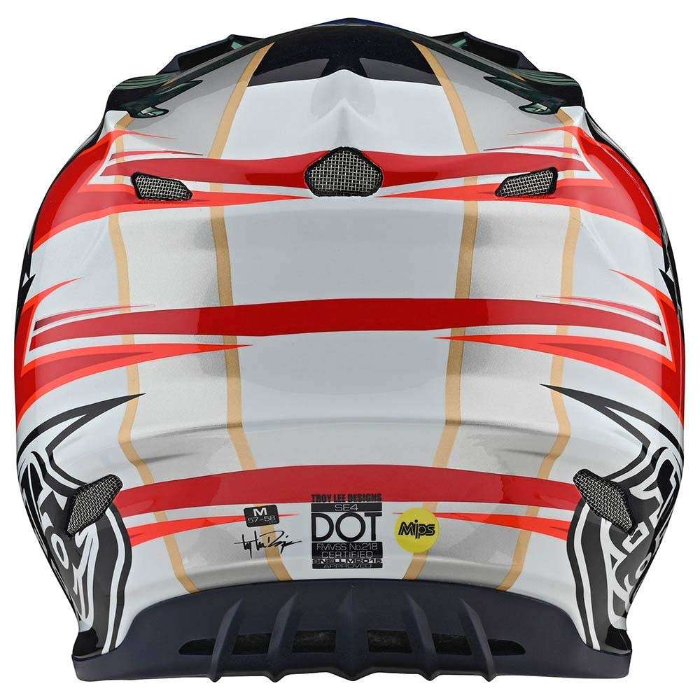 Troy Lee Designs SE4 Liberty Carbon Motocross Helmet – Red/White/Blue, X-Small