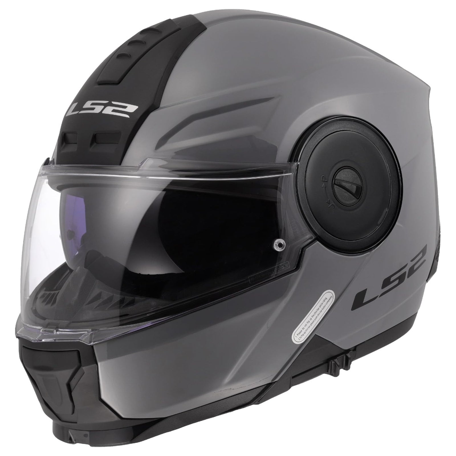 LS2 Horizon II modular motorcycle helmet gloss Nardo gray with integrated SunShield