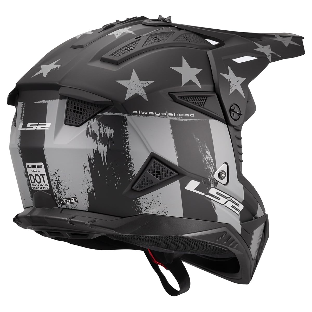 LS2 Gate II off road motorcycle helmet with wide goggle eye port