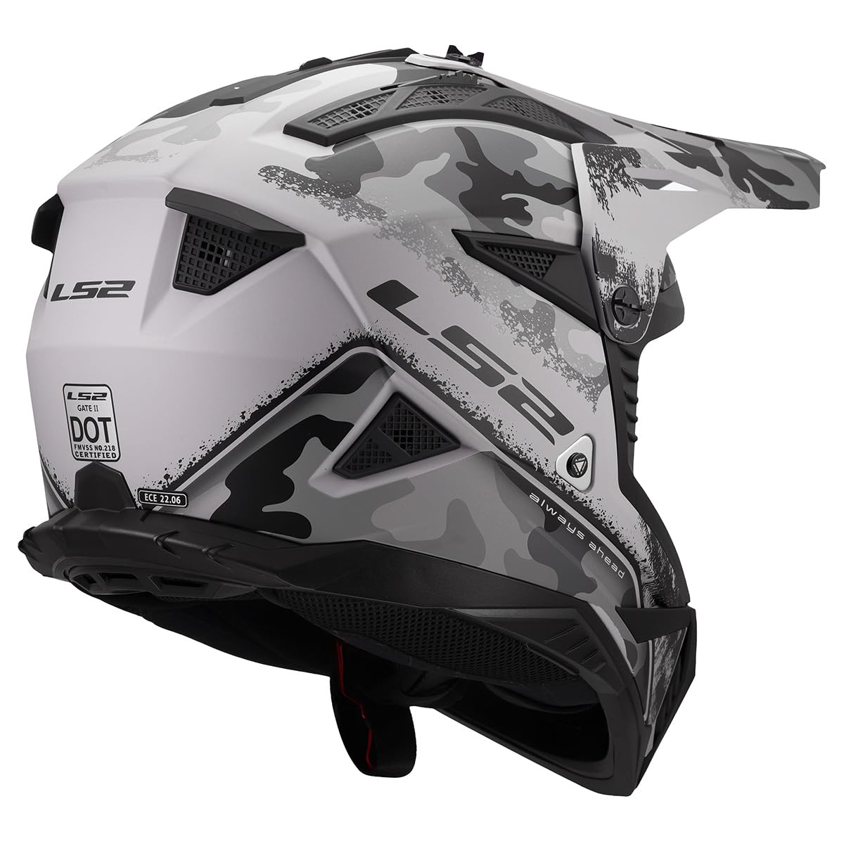 LS2 Gate II off road motorcycle helmet with wide goggle eye port