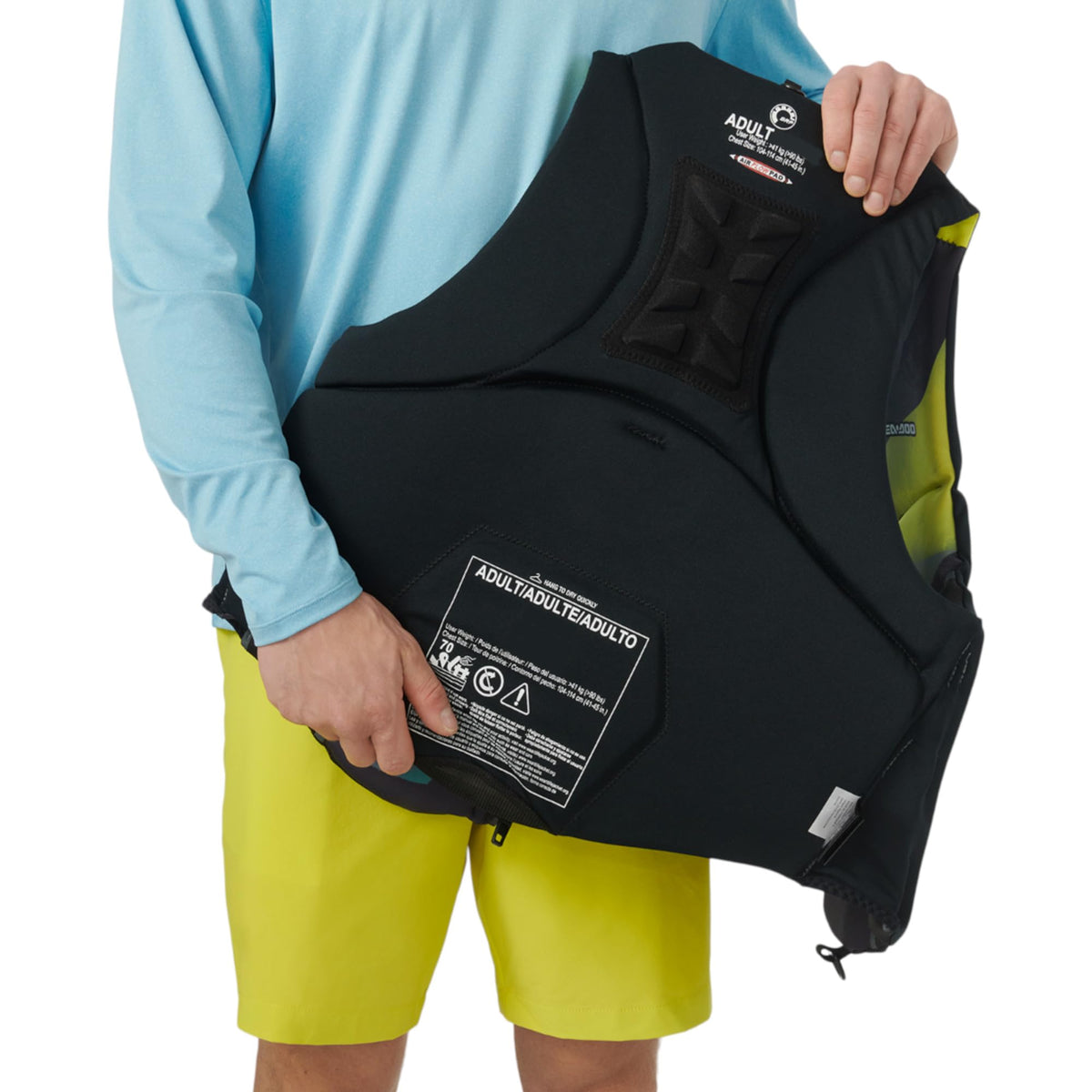 Large Sea-Doo life jacket with breathable Airflow System and lumbar support