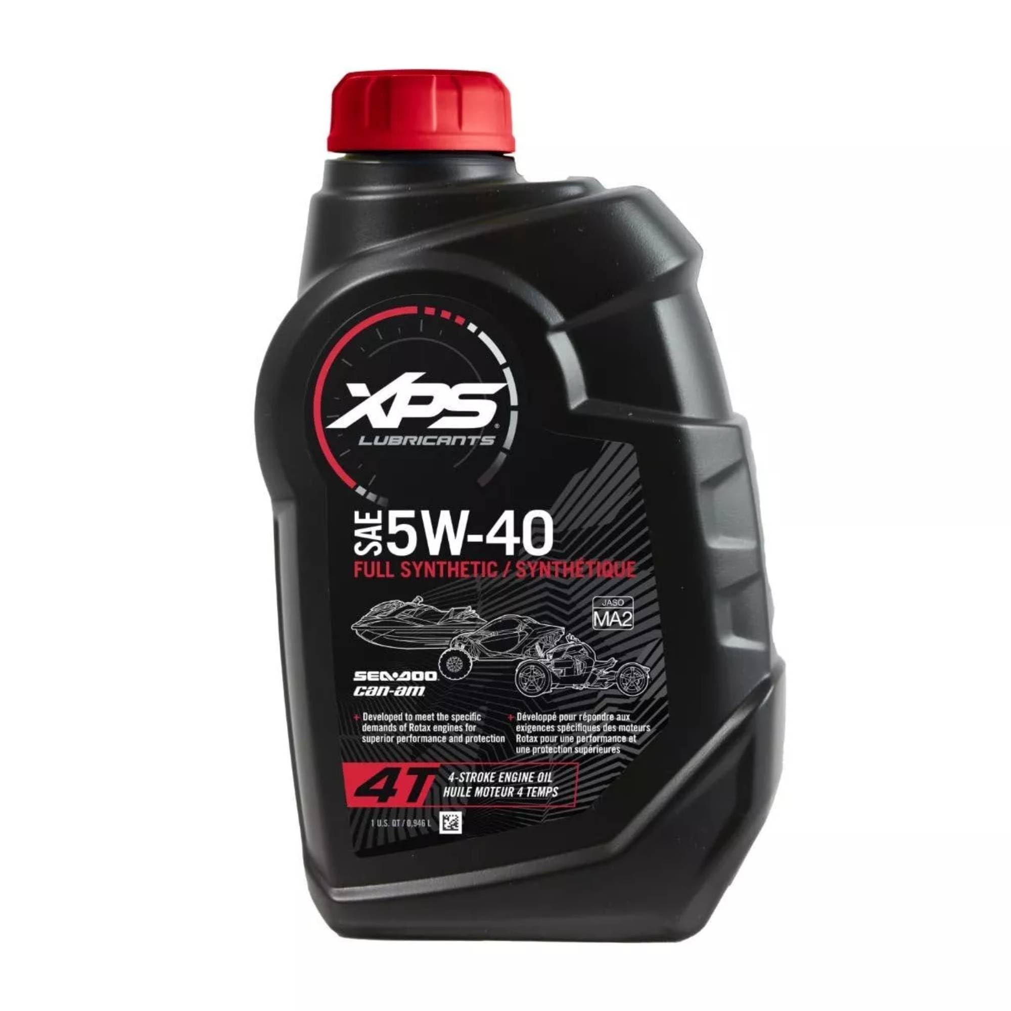 BRP XPS 4T 5W-40 Synthetic Oil bottle for high-performance 4-stroke engines.