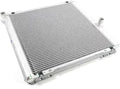 Silver aluminum radiator featuring a wide, densely finned core, reinforced frame, integrated mounting points, and upper coolant hose connections. Verify vehicle compatibility before ordering.