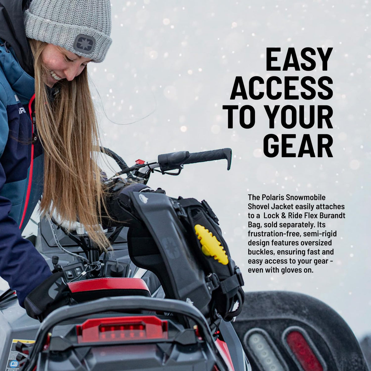 Waterproof secondary shovel cargo bag for Polaris sleds