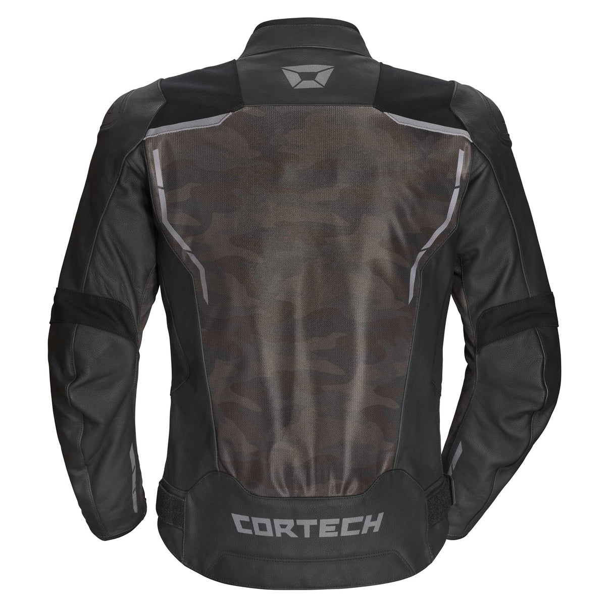 Cortech Vader Motorcycle Jacket – Black Camo Leather & Mesh Armored Riding Jacket