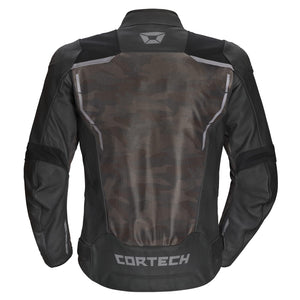 Cortech Vader Motorcycle Jacket – Black Camo Leather & Mesh Armored Riding Jacket