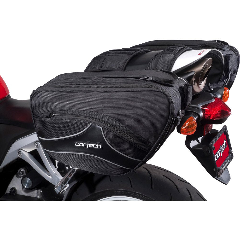 Cortech Super 2.0 36L motorcycle saddlebag in black