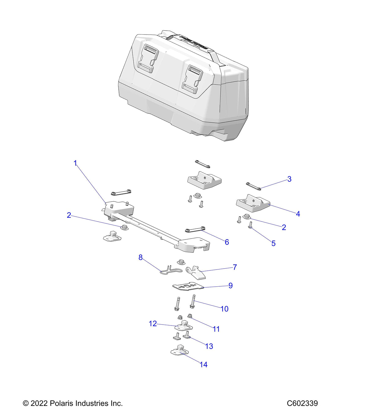 Black tall-profile Polaris tunnel storage bag 2884454 for snowmobiles