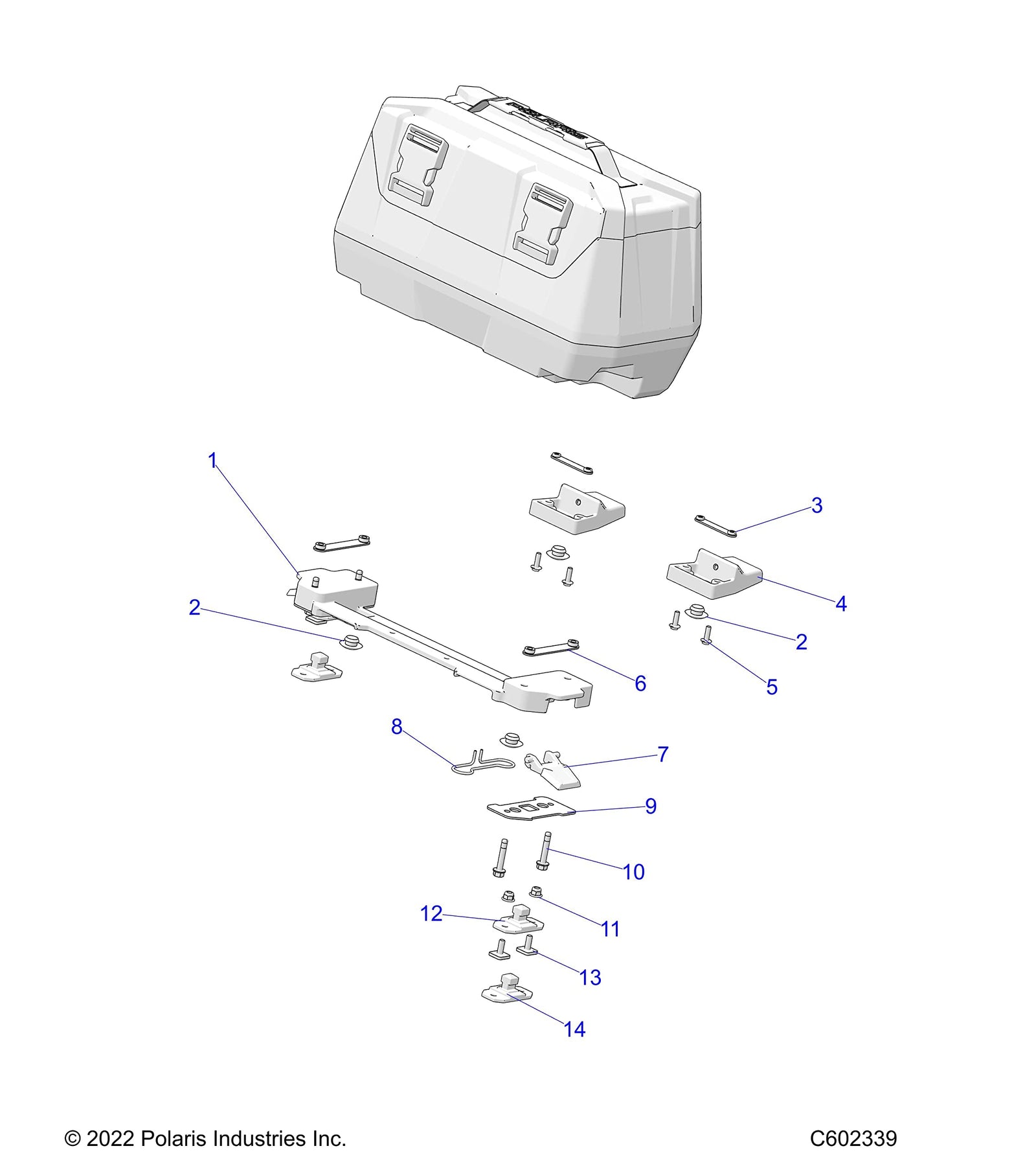 Black tall-profile Polaris tunnel storage bag 2884454 for snowmobiles