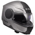 LS2 Horizon II modular motorcycle helmet matte titanium with integrated SunShield